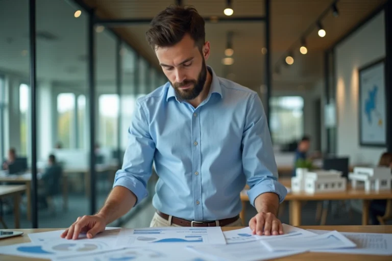 Expert en relevés salariaux dans un bureau moderne