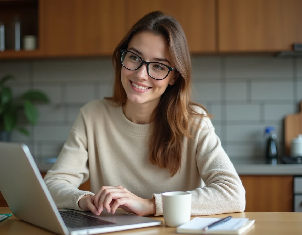 Femme calculant le partage des frais de voiture sur un ordinateur portable avec un tableau Excel à la maison